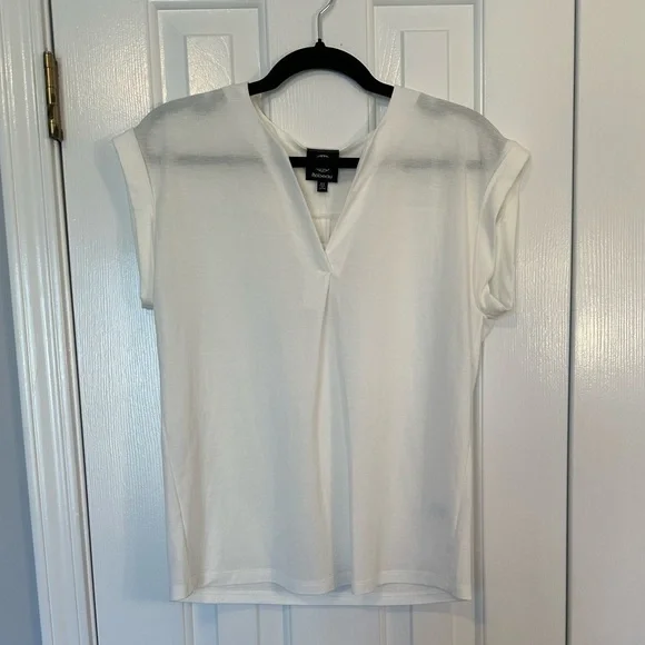 NWT BOBEAU V Neck white top blouse dolman cap sleeves women's size XS NEW - Picture 4 of 7